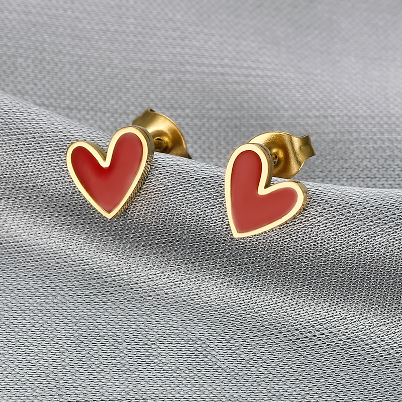 Korean Style Niche Design Light Luxury Sweet Elegant Red Love Earrings Elegant Titanium Steel Jewelry for Women Earrings