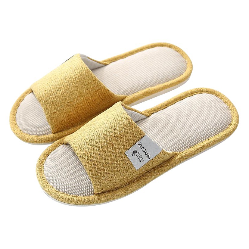 Linen Slippers Men's Summer Home Indoor Non-Slip Soft Bottom Mute Sandals Slippers Wooden Floor Office Couple Slippers