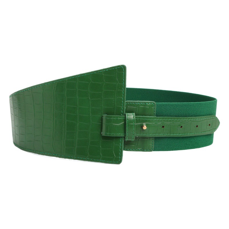 Waist seal women's cross-border factory spot autumn PU leather outer dress 8cm wide elastic elastic women's belt