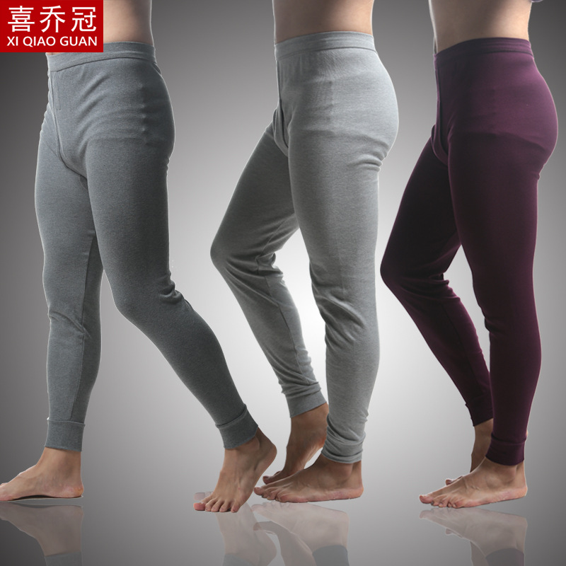 2025 Autumn/Winter Men's Cotton Thermal Underwear Single Piece Warm Base Layer Pants Thin Mid-High Waist Wool Pants Women's Knitted Pants Wholesale