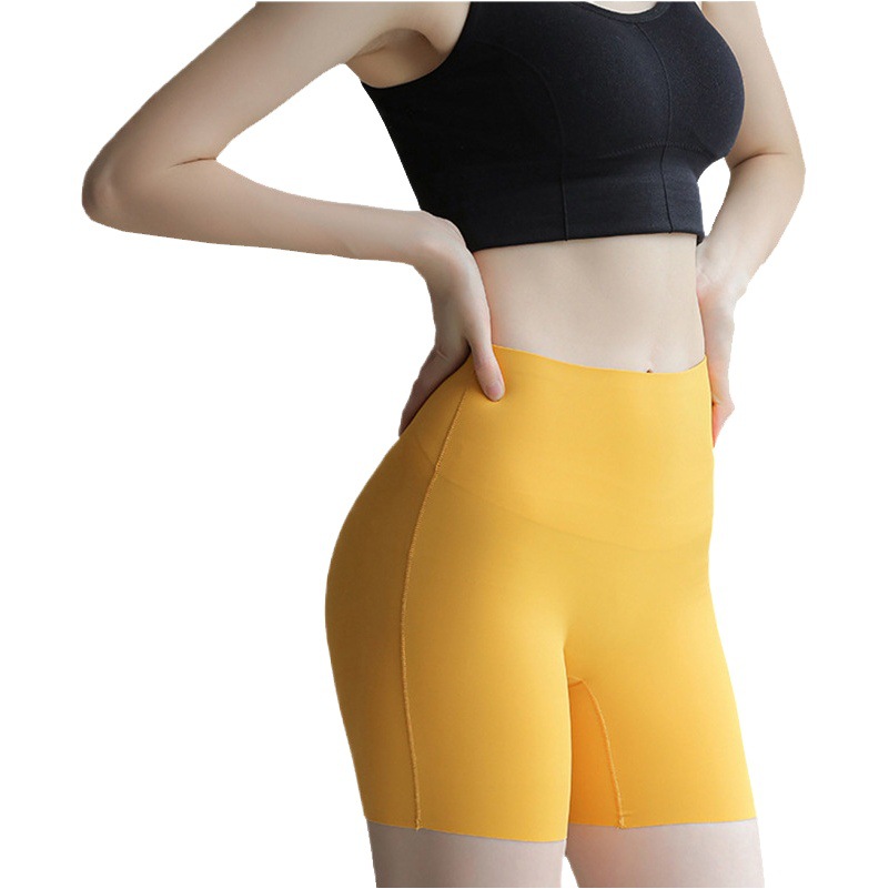 High Waist Seamless Safety Pants Panties Two-in-One Women's Anti-walking Non-curling Abdominal Hip-lifting Ice Silk Leggings Summer Thin
