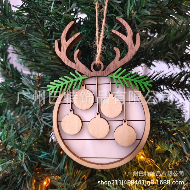 Christmas decoration gift creative DIY hot color wooden pendant a spot wholesale