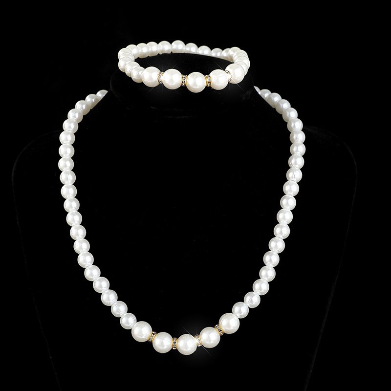 Picture of Cross-border jewelry new bridal sweater chain necklace set diamond artificial pearl necklace earring bracelet set