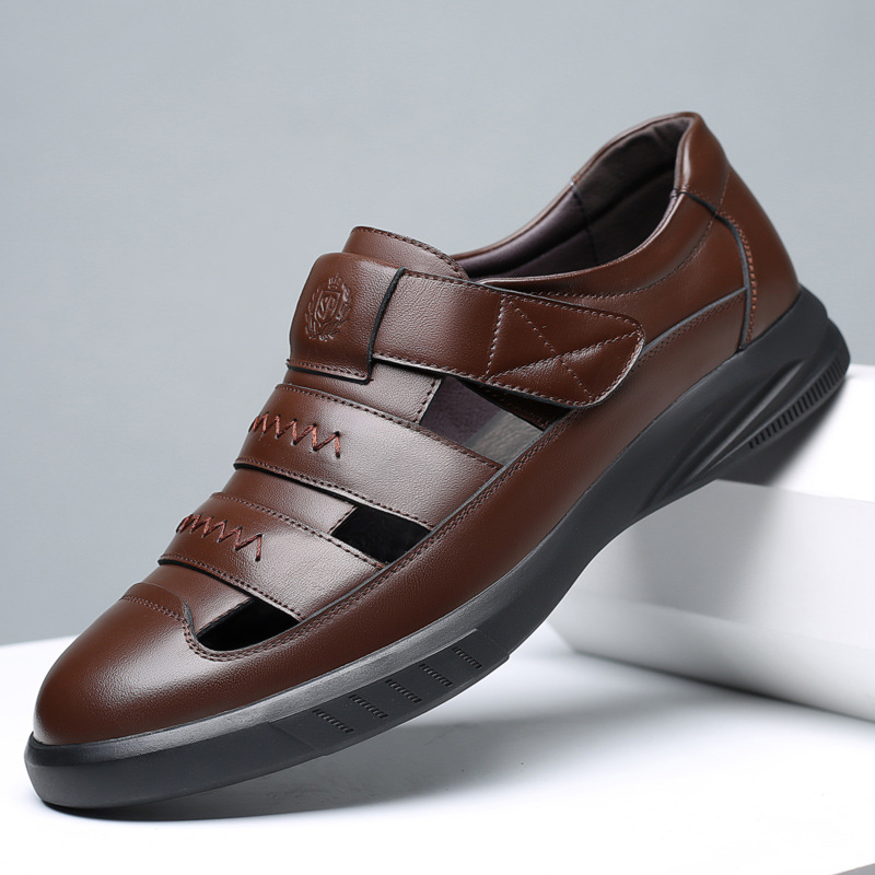 Picture of 2022 Men's Daily Casual Leather Shoes Men's Summer Genuine Leather Breathable Leather Sandals Hollow Hole Shoes Sandals 8155
