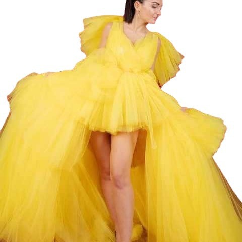 Picture of European and American Foreign trade fashion cake trailing dress mesh pleated layered plus size small light yarn dress shooting skirt