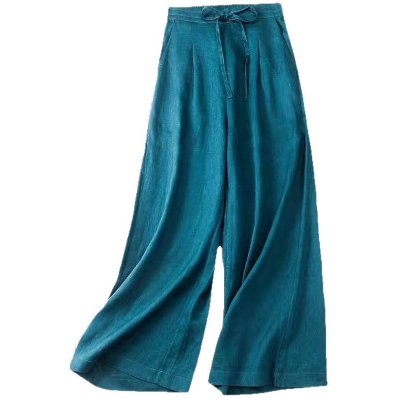Picture of 2025 Drape Spring and Summer Loose Casual Trousers Chiffon Trousers Ice Silk Women's Pants Pleated Slim Wide Leg Pants Women's Wholesale