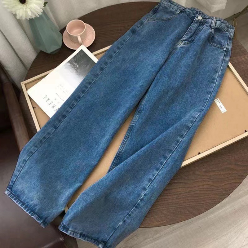 Picture of Wide Leg Pants Women's 2024 Spring and Autumn New Korean Style Retro Straight Torre Pants High Waist Ins Jeans Student All-match