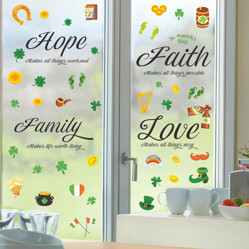 Picture of New Irish Festival Window Decorative Stickers Home Bedroom Cabinet Decorative Quotations St Patrick's Wall Stickers