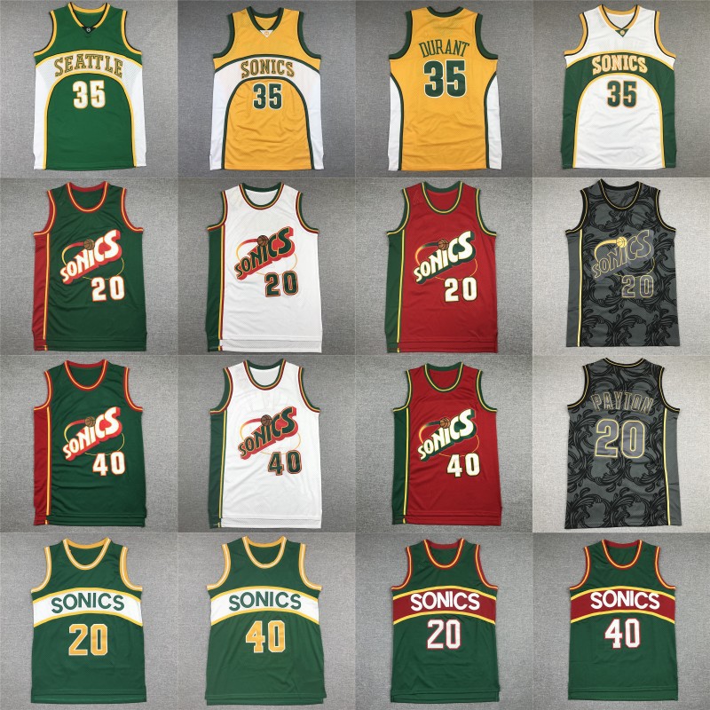 Basketball jersey Sonics 20# 40# embroidered basketball suit Sonics basketball jersey