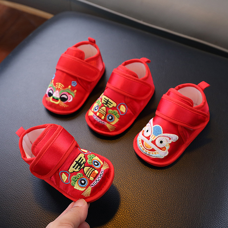 Red Baby Shoes Full Moon New Year Toddler Shoes Non-slip Soft Bottom Spring and Autumn Young Children Men and Women 3-8-15