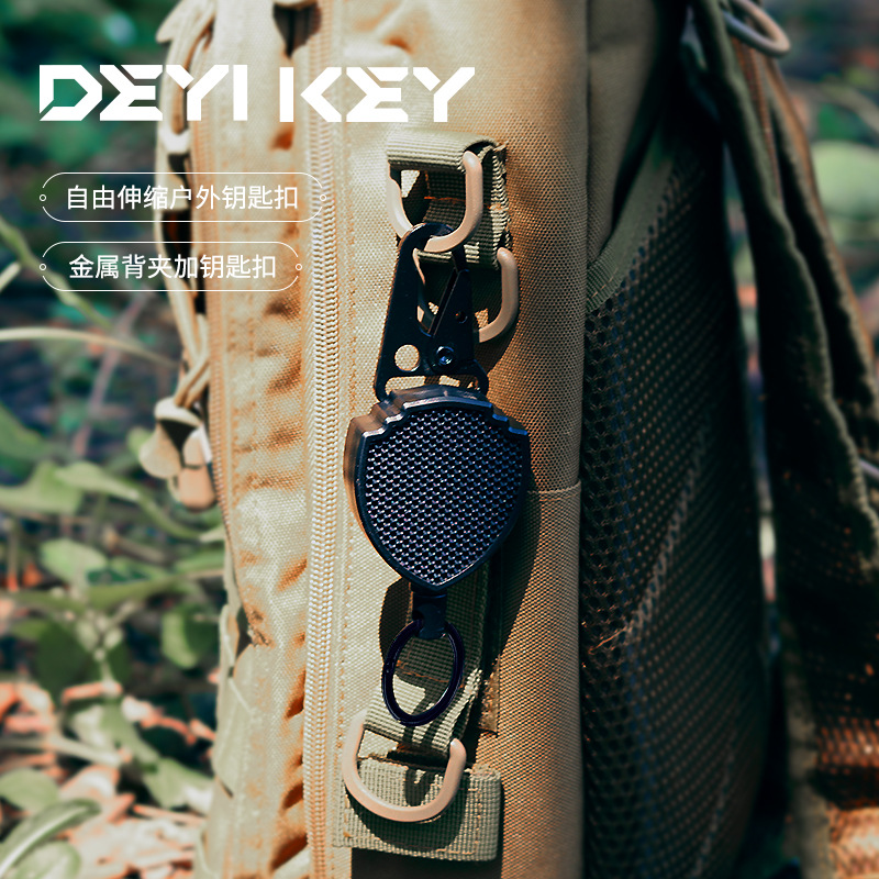 Picture of Backpack Keychain Outdoor Mountaineering Anti-lost Anti-theft Plastic Metal Easy Pull Buckle Thick Pull Wire Retractable Keychain