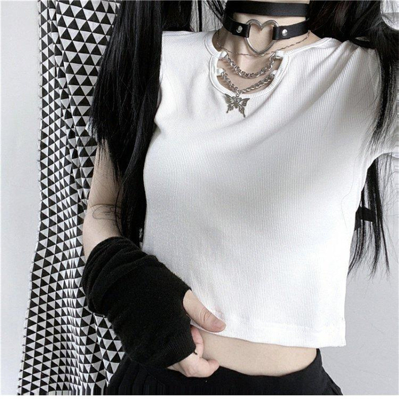 Sweet Spice Girl Short Top Women's Design Sense Niche Spring Pure Desire Chic Slim-fit Black Short-sleeve Inner Base Shirt
