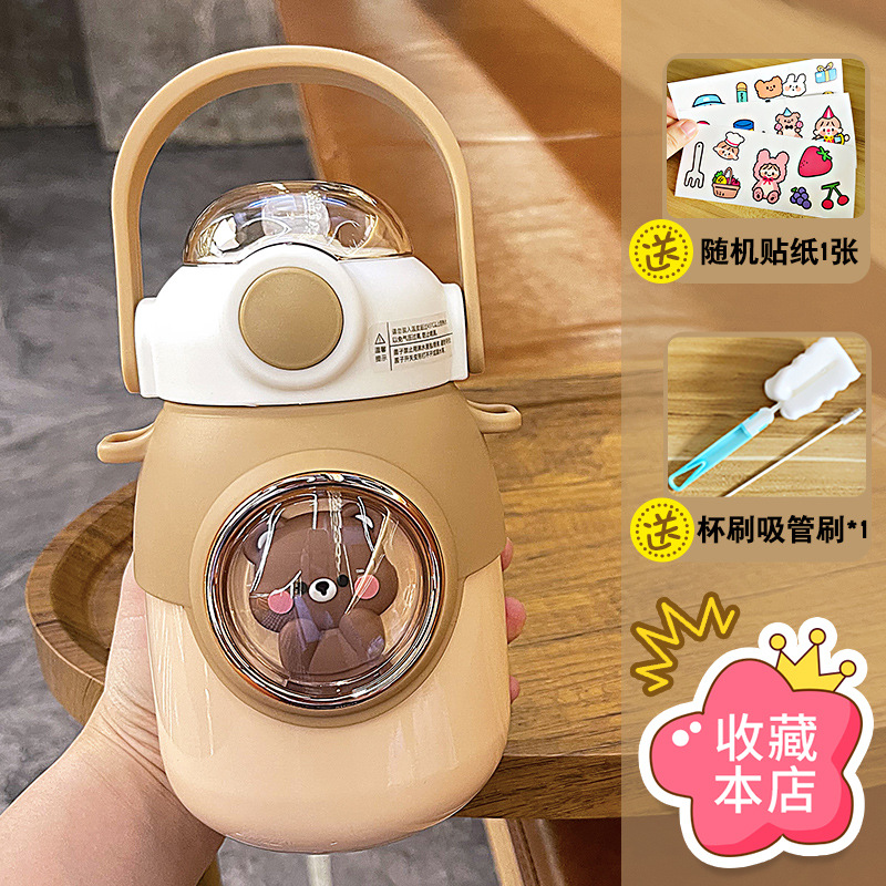 Picture of Large capacity cartoon children's thermos cup 316 stainless steel belly straw cup high color value portable student cup