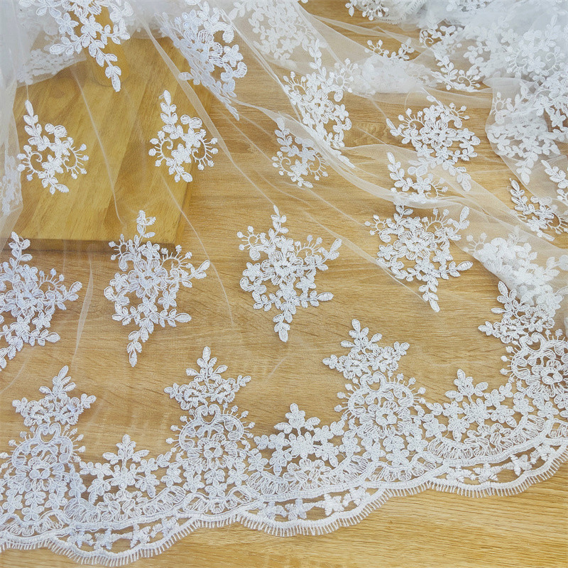 New Wedding Dress Sequin Mesh Embroidered Fabric Mesh Bilateral Embroidered Dress Lace Embroidered Fabric