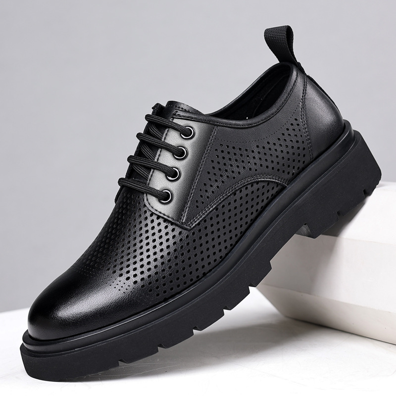 Big head leather shoes hollow fashion shoes men's low-top youth British style leisure youth fashion shoes a generation of hair