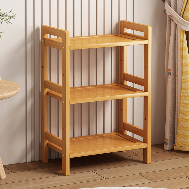 Multi-Layer Storage Wooden Rack Floor-Standing Household Kitchen Multi-Functional Vegetable Rack Wall-Mounted Simple Small Wang Xiaoxiang