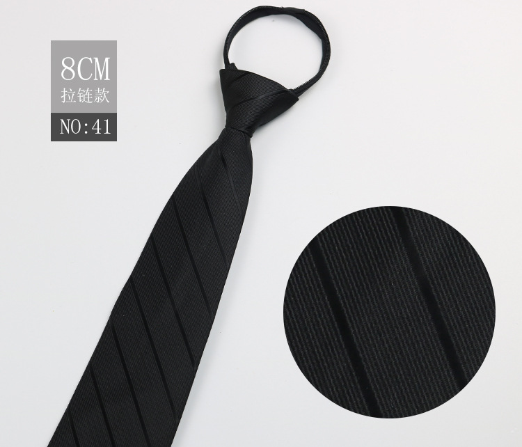 Picture of Factory Black Men's Tie Striped Blue Business Tie Lazy People Knot Free Zipper Tie in stock Wholesale