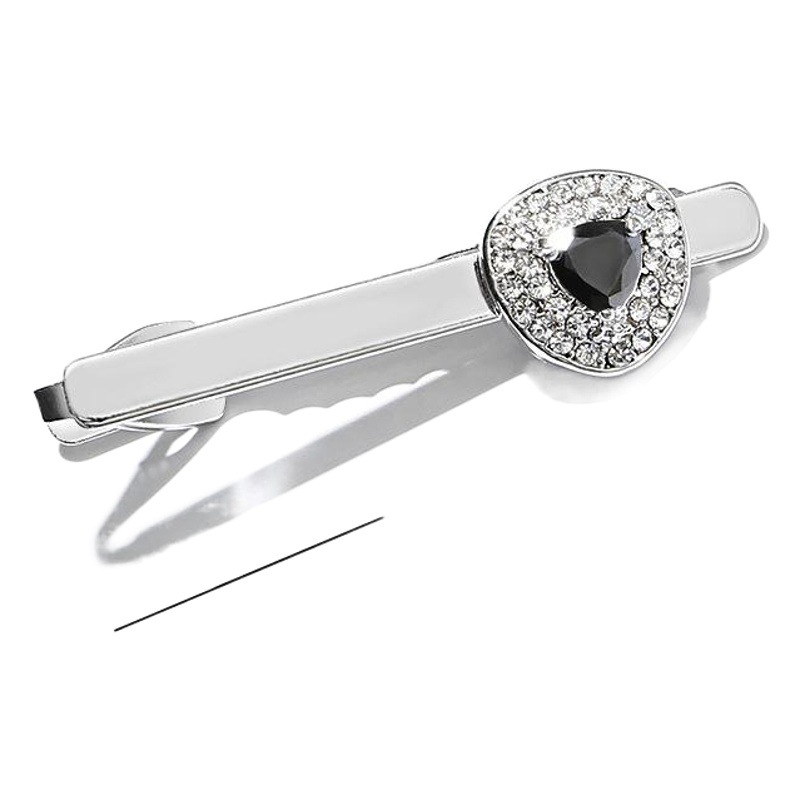 European and American New Style Creative Men's Diamond Steel Tie Clip Zircon Collar Clip Creative Gift Manufacturer Custom Wholesale