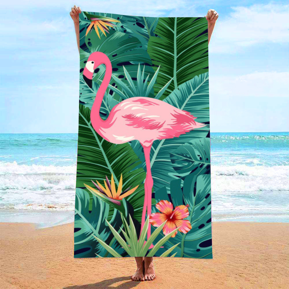 Picture of Cross-border microfiber double-sided velvet beach towel custom LOGO digital printing large bath towel rectangular thick towel