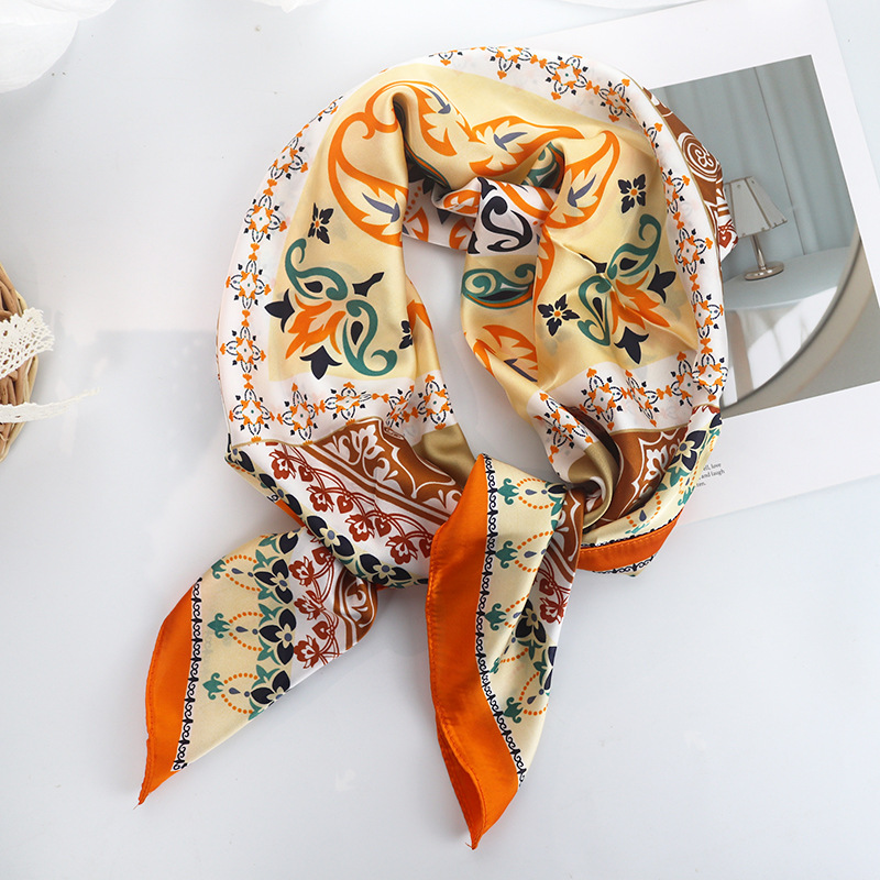 Picture of 90cm Cloud Brocade Square Scarf Hangzhou Silk Scarf Turban Shawl Scarf Women's Summer Outer Wear Spring Autumn Winter