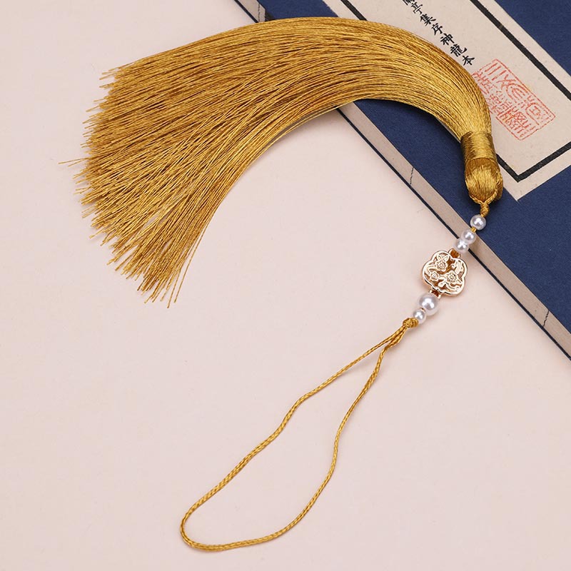 Picture of Pearl Fan Ancient Style Tassel Waist Pendant Fan DIY Tassel Chinese Han Dynasty Cheongsam Car Hanging Tassel Pendant