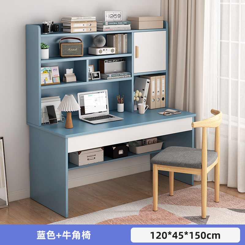 Picture of Student home study desk, children's desk, bookshelf combination table and chair set, simple bedroom, children's writing desk