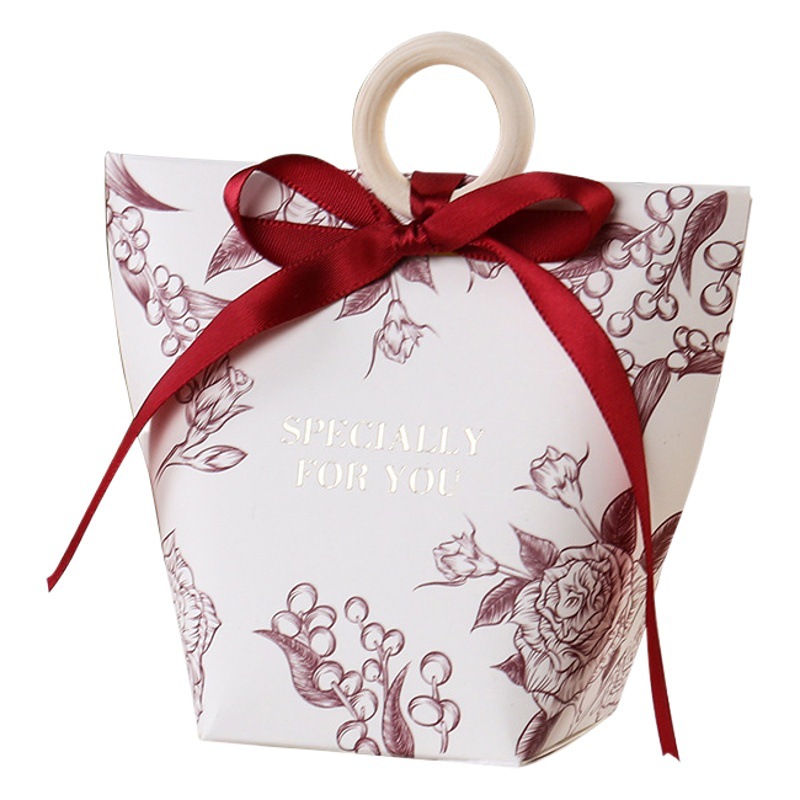 Minimalist Wedding Candy Box, Wedding Handbag Candy Pouch, Hand-Painted Gold-Stamped High-End Candy Box, Xiaohongshu Return Gift Box, Light Luxury