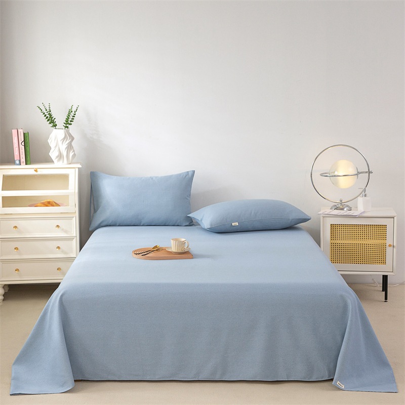 Picture of Cotton Thickened Old Coarse Cloth Bed Sheet Single Piece 100 Cotton Mat Linen Cotton Linen Single Dormitory Three-Piece Set
