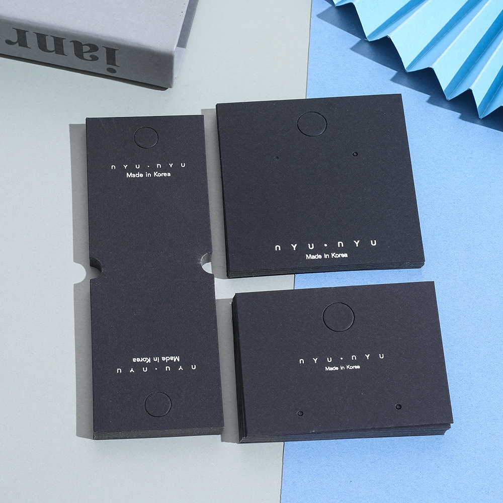 Korean Style Jewelry Packaging Cardboard Popular Earrings Earrings Display Cardboard Necklace Half-Fold Card Black Special Paper in Stock