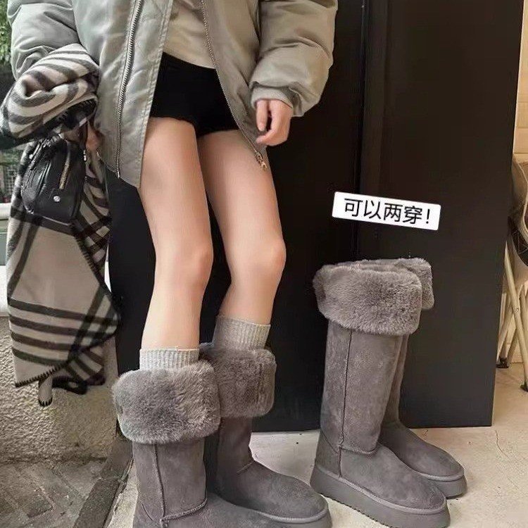 Northeast snow boots women 2024 new winter two wear boots cold warm northeast fleece-lined padded high cotton boots