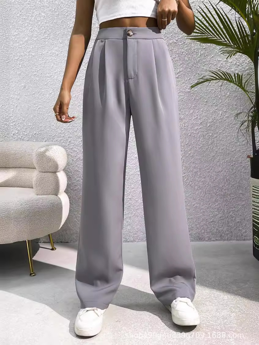 2025 Spring and Summer New Suit Wide-leg Pants Women's High Waist Dosing Loose Straight Slimming All-match Casual Mopping Pants