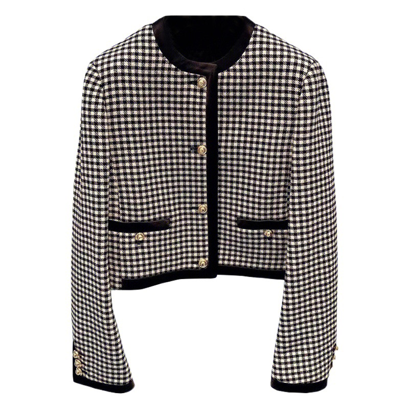 Spring 25Ymiu Early Spring Plaid Xiaoxiang Outwear Fashion Suit Single-Breasted Fashion Slim Short Top Two-Piece Set