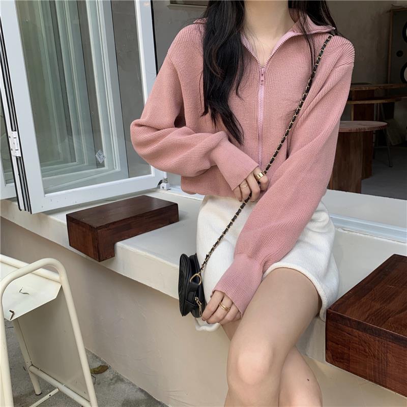 Picture of College Style Lapel Knitted Cardigan for Women Early Autumn 2024 New Korean Style Loose Slimming Sweater Jacket Top