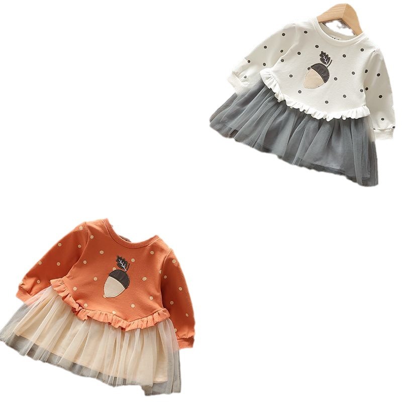 Picture of Girls' Dresses, Autumn Clothes, Baby Kidsren's Long-Sleeved Sweatshirt Dresses, New Style Gauze Skirts, Kidsren's Baby Girl Princess Dresses