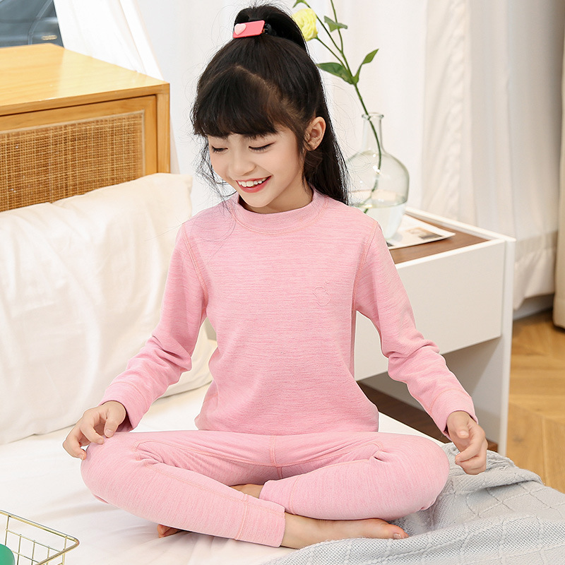 Picture of Silk wool children's autumn clothes long pants baby boys' bottoming girls' close-fitting pajamas children's thermal underwear suit