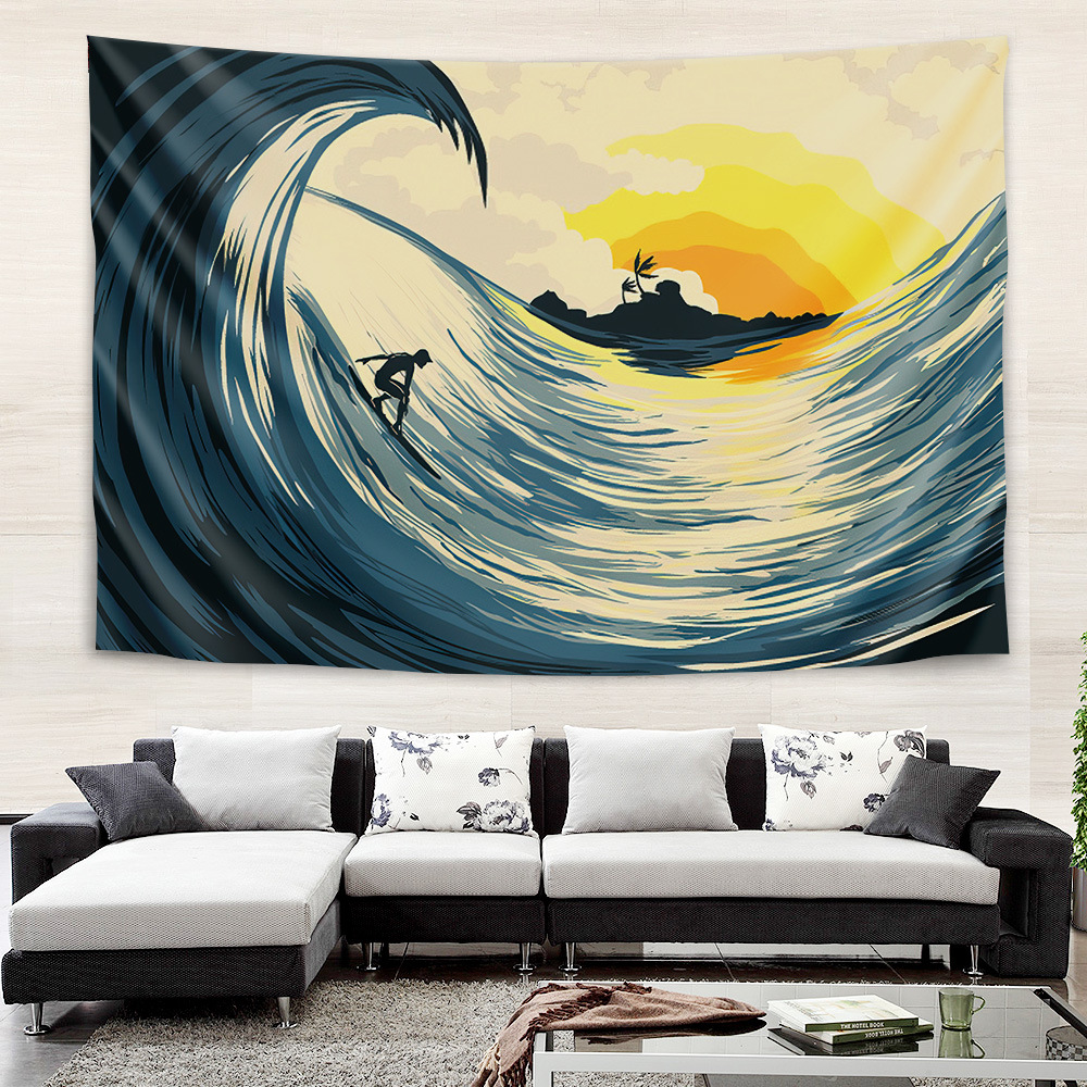 Picture of Internet Celebrity Background Cloth Ins Style Ukiyo-e Wall Cloth Tapestry Bedroom Room Decoration Background Wall Bedside Hanging Cloth