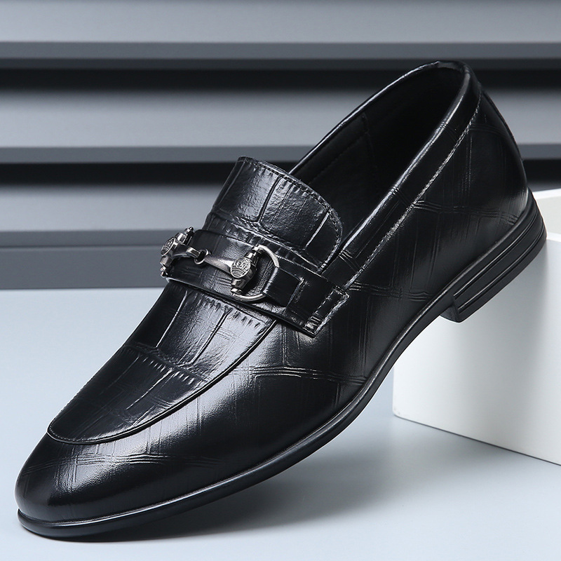 Genuine Leather Men's Shoes Spring 2025 New Trendy Men's Leather Shoes Breathable Slip-On Versatile Korean Style Business Casual Shoes