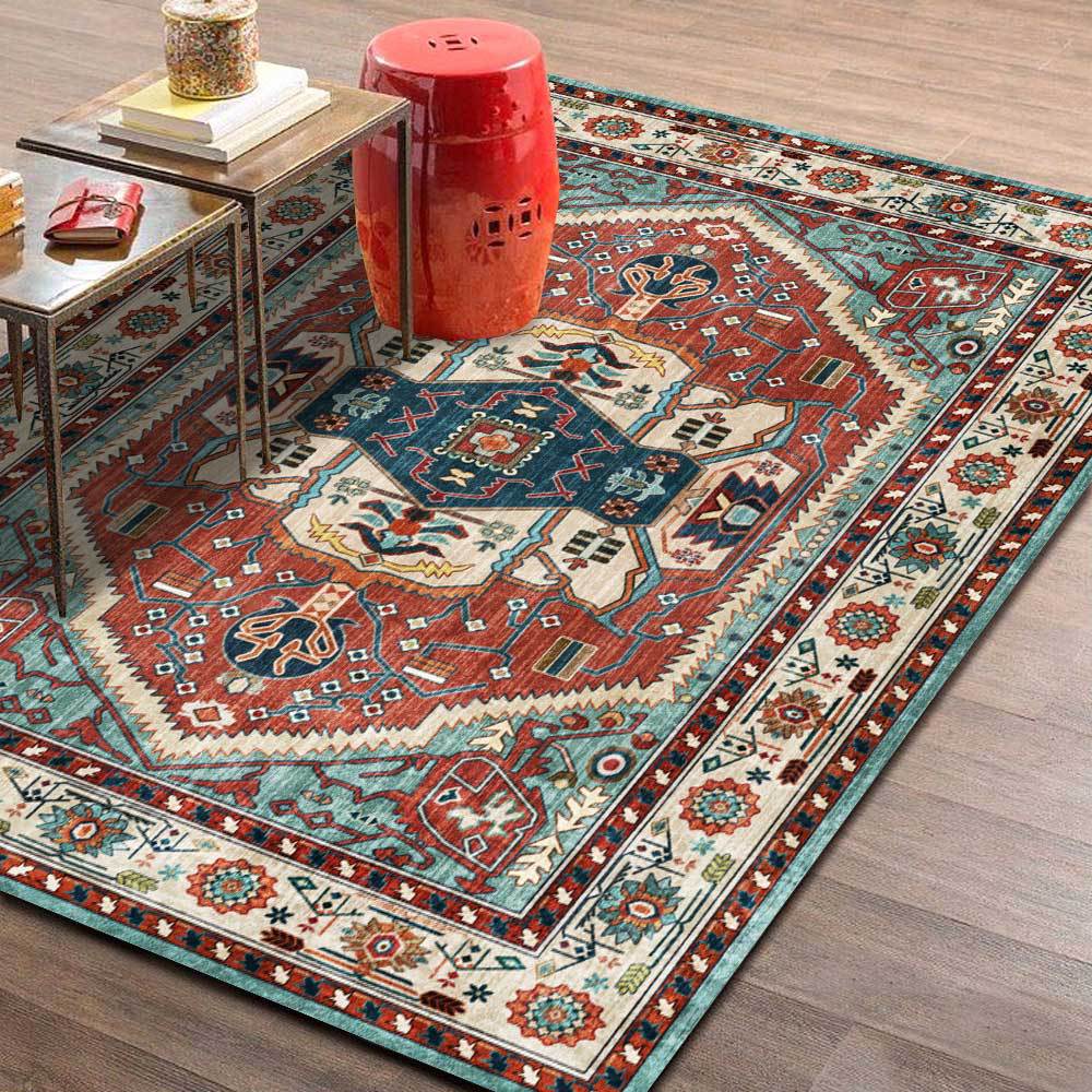 Picture of Cross-Border fashion retro Persian ethnic style geometric Red Blue living room bedroom bedside carpet floor mat