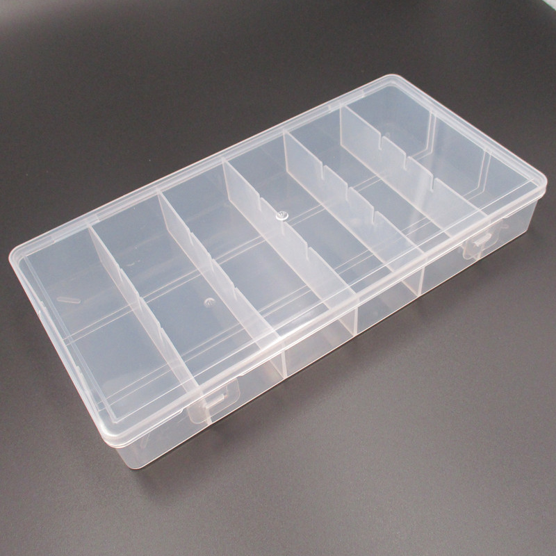 Rectangular Storage Box with Insert Dividers, Vertical 6-Compartment Fishing Tackle Box, Jewelry Box, Plastic Parts Storage and Organization Box, Gift Box