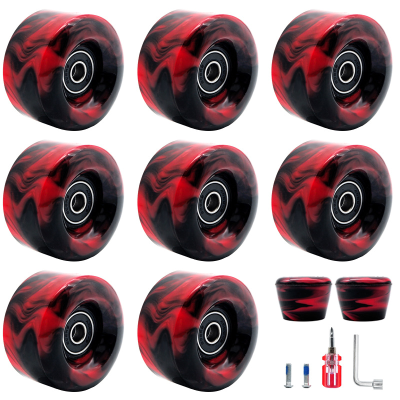 Cross-border in stock double-row skate shoes mixed color wheel suit four-wheel roller skates non-flash wheel two-color brake head combination