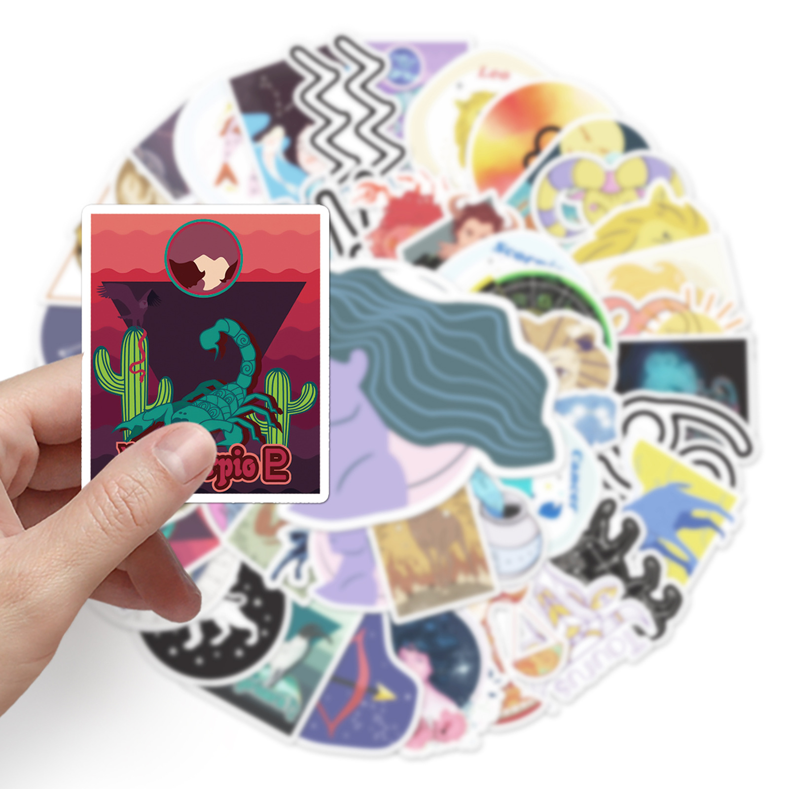 Picture of 50 pieces of twelve constellations graffiti stickers personalized cross-border cartoon fantasy DIY skateboard luggage stickers waterproof