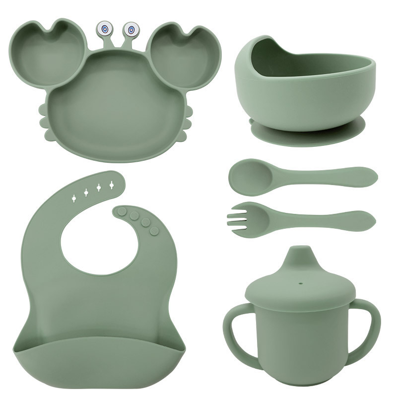 Picture of Baby silicone tableware crab plate suit food supplement bowl bib food grade tableware suit factory direct supply cross-border
