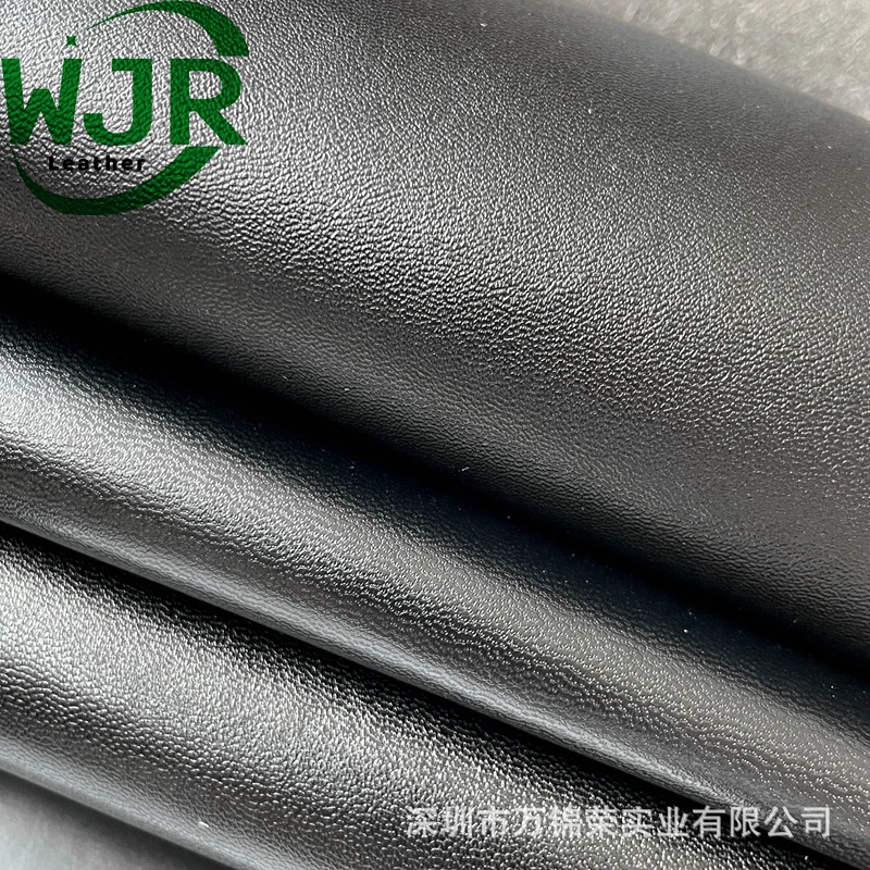 Black Veneer Artificial Microfiber Leather Fabric with Various Textures and Thicknesses, Leather Material for Sofas and Shoes, Matte Finish