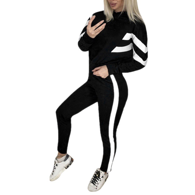 Picture of Europe and the United States explosions 2022 spring AliExpress Amazon women's hooded umbilical sweater suit two-piece set
