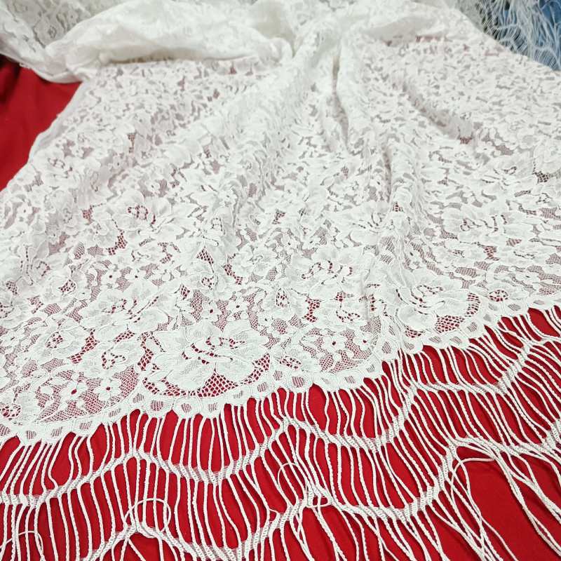 Hollow Lace Fabric Bone Line Lengthened Tassel Textual Brocade Cotton Non-elastic Handmade DIY Accessories Eyelash Lace Cloth