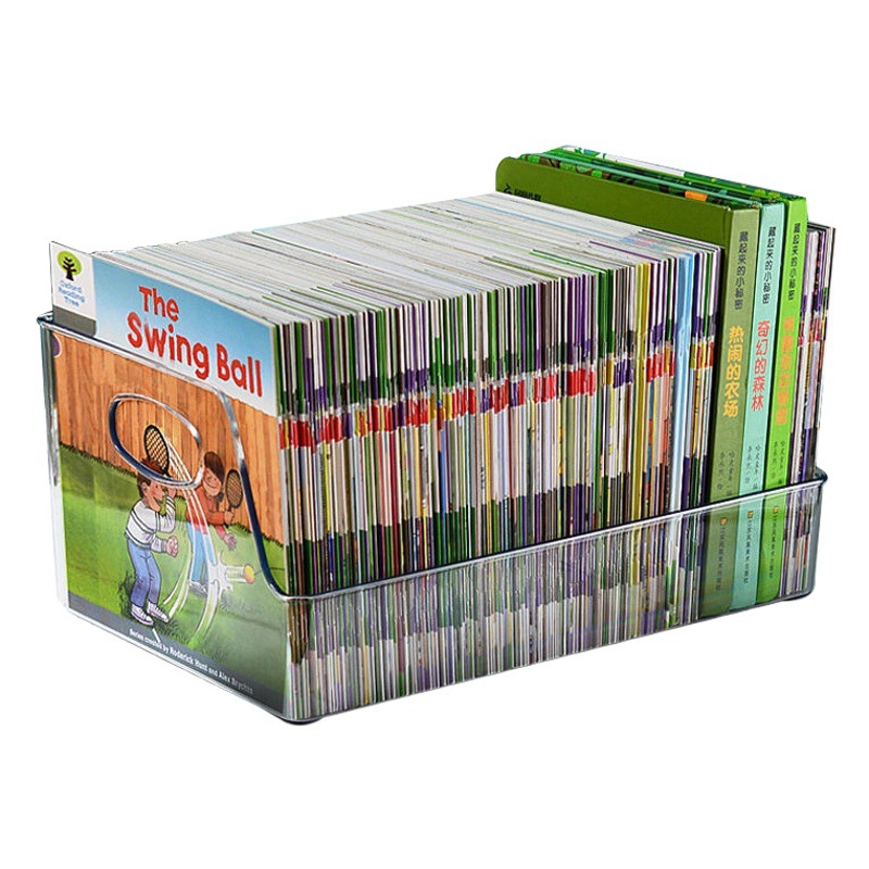 Book Storage Box Transparent Student Children's Picture Book Desk Finishing Artifact Desktop Storage Rack A4 Bookcase Storage Basket