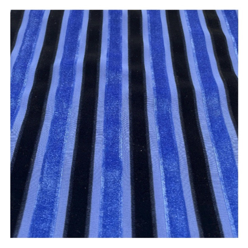 High quality cationic two-color wide stripe flannel new clothing dress elastic two-color striped velvet fabric