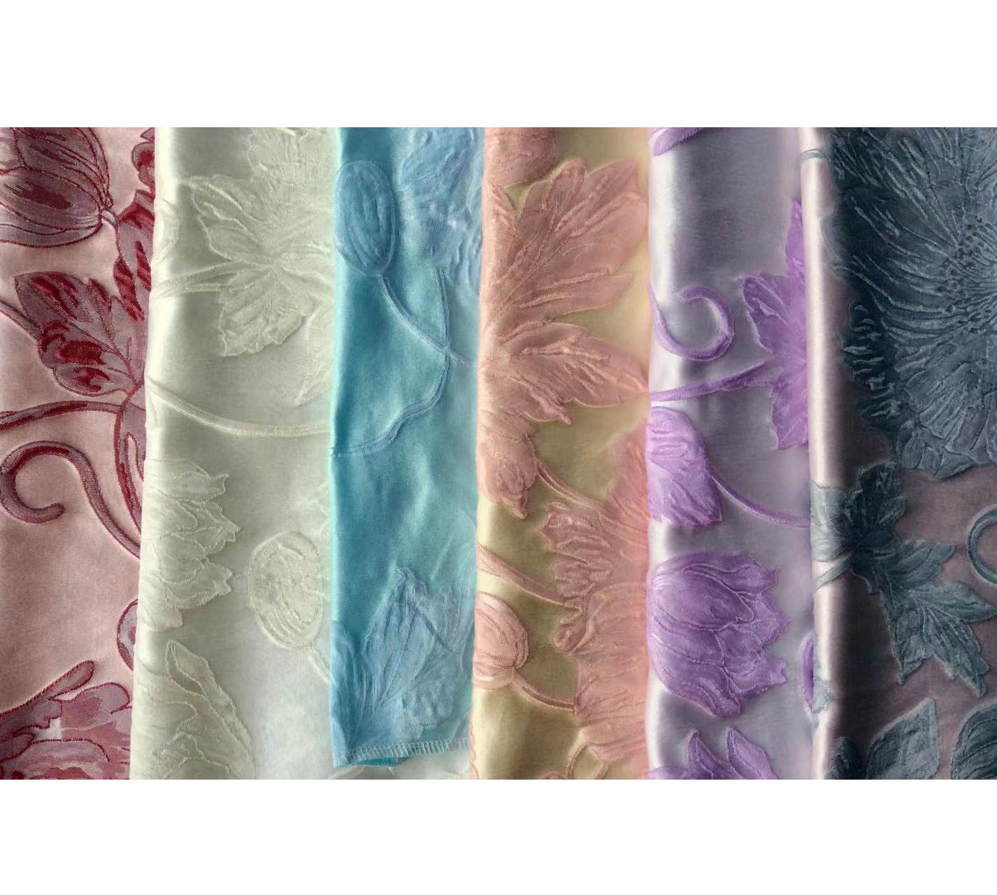 Picture of Concave-convex relief large flower jacquard fabric three-dimensional texture exquisite bright silk dark pattern flower decorative clothing fabric