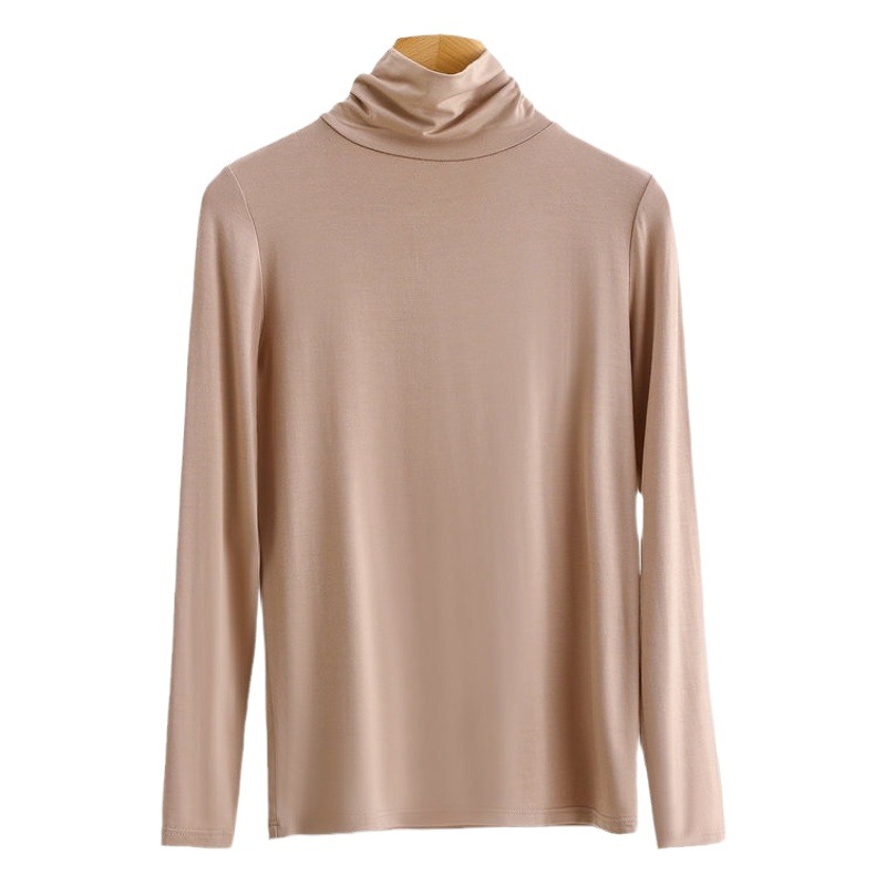 Youke silk stitching pile collar bottoming shirt women's spring and summer inner modal long-sleeved T-shirt all-match Western style top
