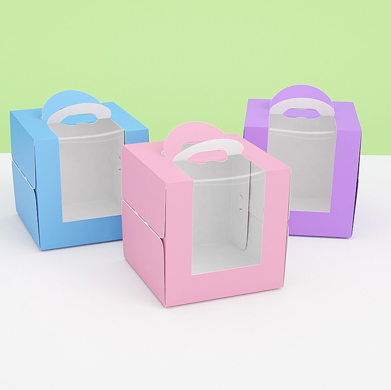 Three three four four six six eight eight inch birthday cake box portable cake box transparent window cake dessert packing box
